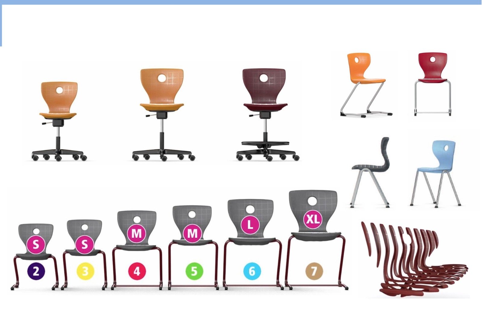 Tekerlekli monoblok sandalye